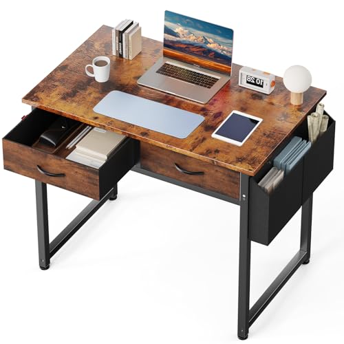 Minimalist DUMOS 32" Home Office Computer Desk with Drawers, Small Kit