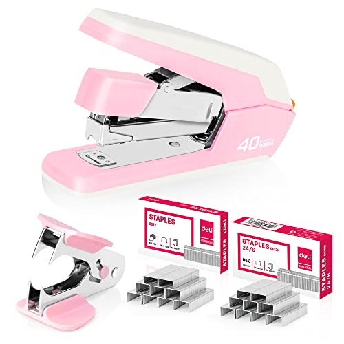 Deli Effortless Desktop Stapler, Heavy Duty Stapler, 40-50 Kit