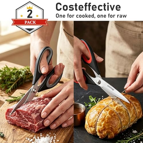 Eco-Friendly iBayam Kitchen Scissors All Purpose Heavy Duty 2 Pack with for Daily Use