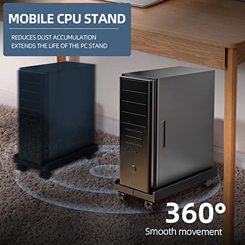 Smart Home Adjustable Mobile CPU Stand, Ventilated Computer Tower Stand with 4 Kit