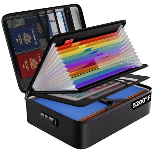 Smart Home ENGPOW Fireproof File Organizer Bag with 13 Colorful Pockets Accordion Set