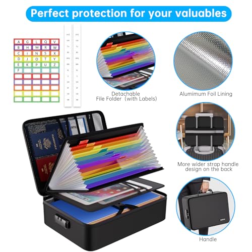 Smart Home ENGPOW Fireproof File Organizer Bag with 13 Colorful Pockets Accordion Set