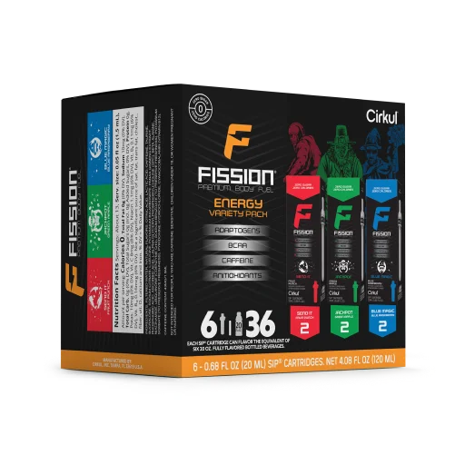Sugar-Free Fission 6-Pack Variety Pack 97EI - Zero-Calorie Multi-Flavor Sip Pods for Water Bottle Detail