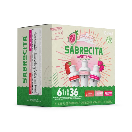 Sugar-Free Sabrocita 6-Pack Variety Pack E8JI - Zero-Calorie Multi-Flavor Sip Pods for Water Bottle Detail