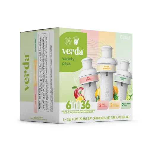Natural Fruit Flavored Verda 6-Pack Variety Pack CT2I - Zero-Calorie Multi-Flavor Sip Pods for Water Bottle Detail